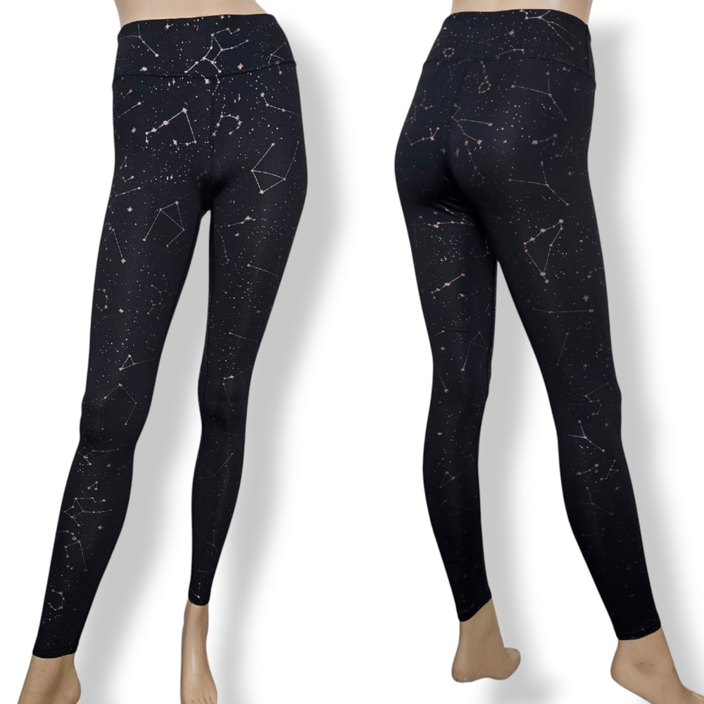 JoyLab Black & Gold Constellation Starry Print Leggings Size XS